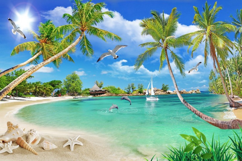 Tranh dán tường phong cảnh biển T321-023